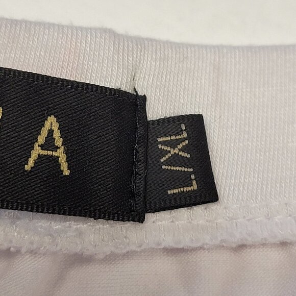 𝅺WHITE Elastic Waist Cotton Poly Capri Pants with Sequin Accents  Size L/XL - Picture 5 of 8